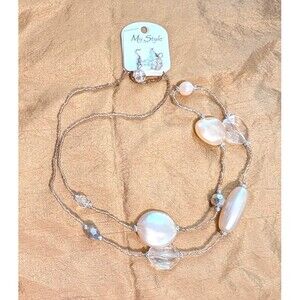 'My Style' Long Beaded Station Necklace and Coordinating Pairs of Drop Earrings